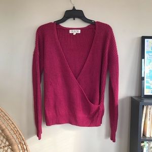 Pink Rose Cross V Knit Sweater